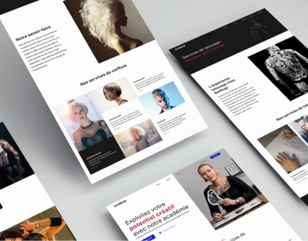 vuidesign | Web design studio 6 Design de site vitrine sur mesure pour studio de tatouage et coiffure Sanhugi