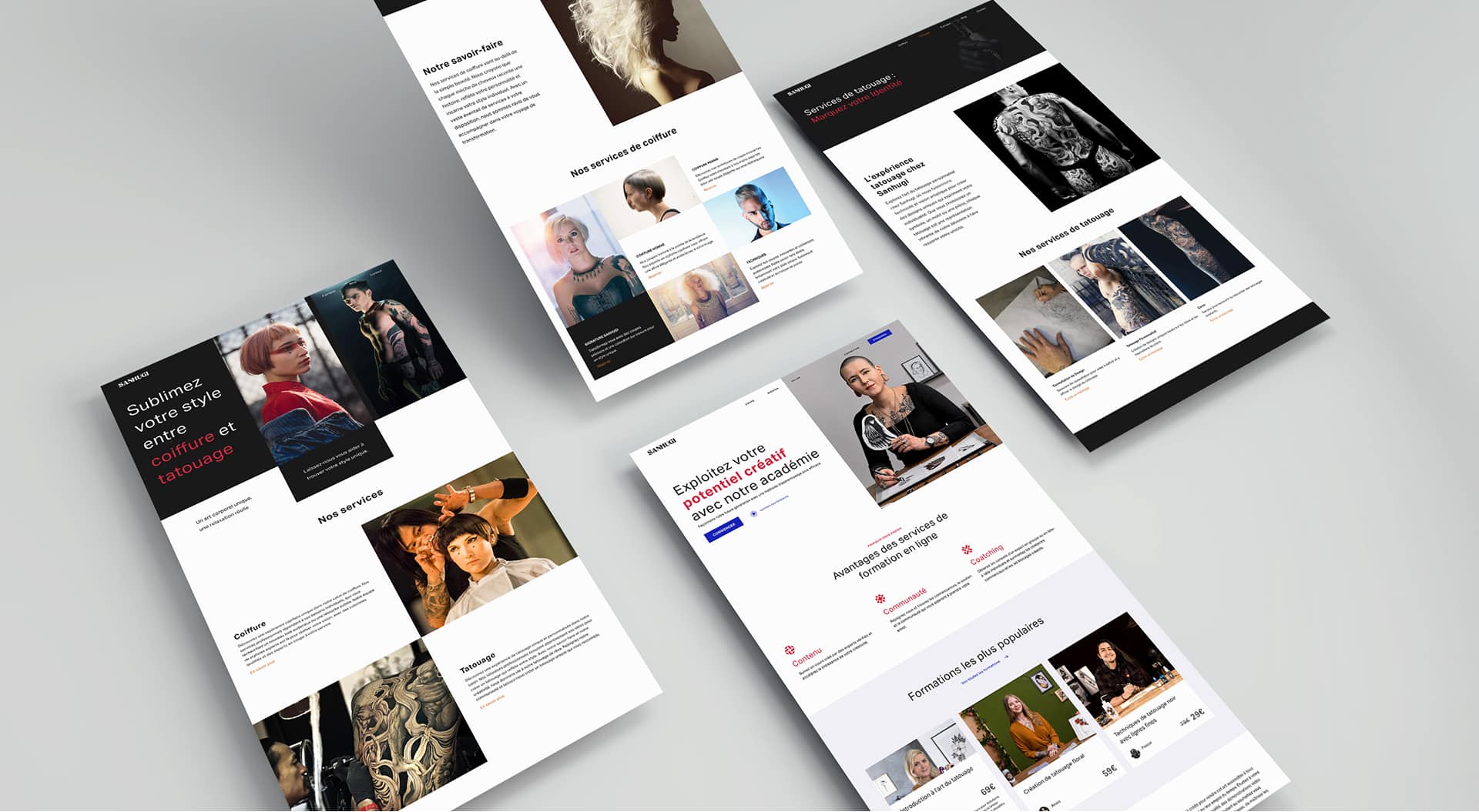 Étude de cas Sanhugi – Fusion du tatouage et de la coiffure par Vuidesign.