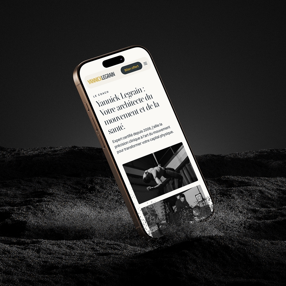 interface mobile du portrait de Yannick Legrain