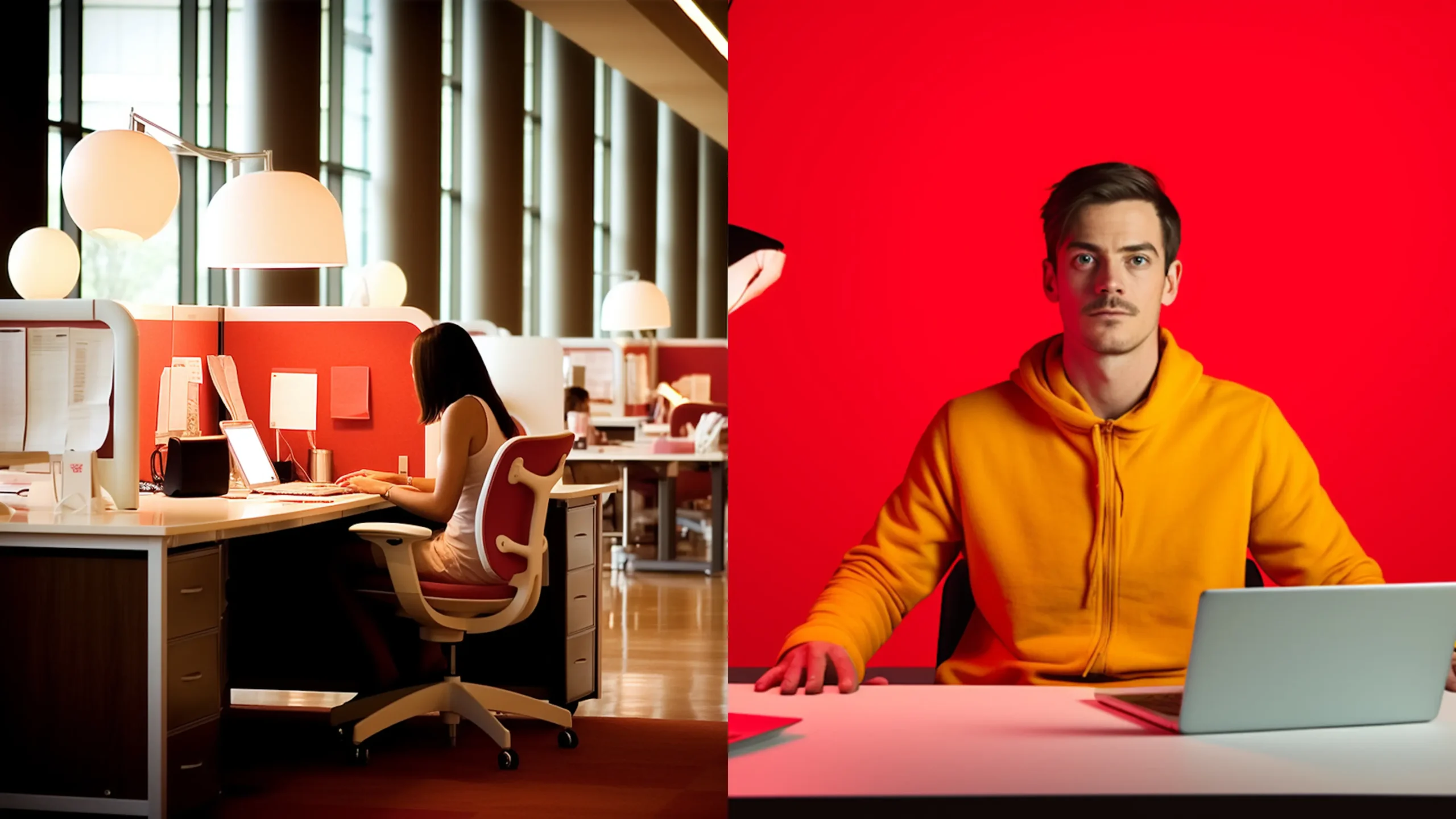 à gauche image d'une agence et à droite l'image d'un freelancer